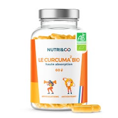 NUTRI&CO Curcuma Bio haute absorption Articulation et antioxydant 60 gélules