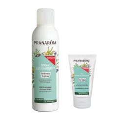 Pranarôm Aromaforce Spray Assainissant Ravintsara et Tea Tree 150ml + Gel Hydro Alcoolique Offert