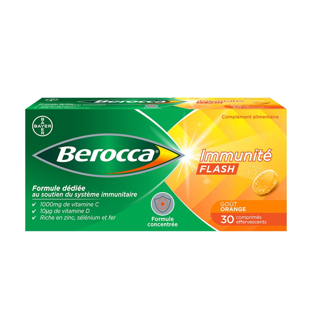 Bayer Berocca Immunité Flash 30 comprimés effervescents