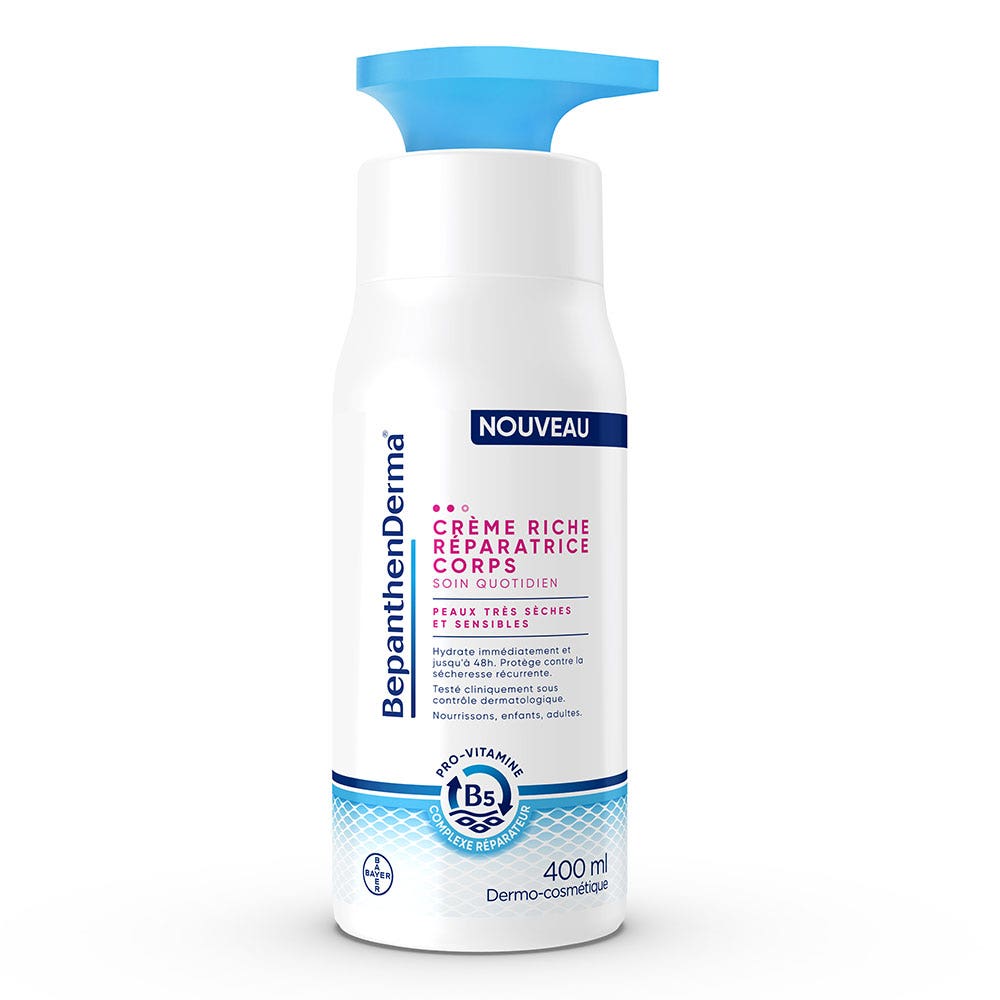 Bepanthen Derma Crème Riche Réparatrice Corps Peaux Très Sèches et Sensibles 400ml