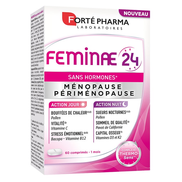 Féminae 24 h Alimentaire Ménopause 60 comprimés Sans hormones Forté Pharma