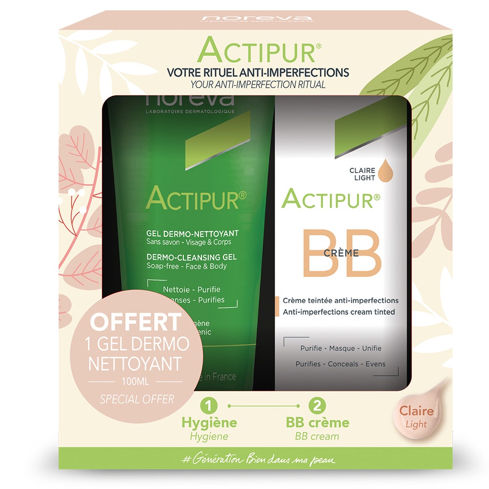 COFFRET BB crème claire 30ml & Gel moussant 100ml 130ml Actipur Noreva