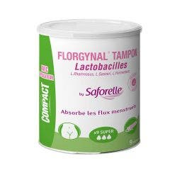 Tampons avec des Lactobacilles pour les règles X9 Florgynal Compact Super avec Applicateur Saforelle