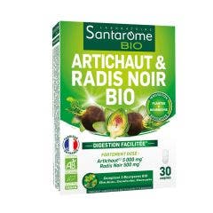 Artichaut et radis noir bio 30 comprimés Digestion facilitée Santarome
