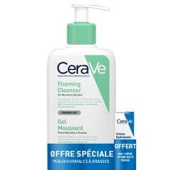 Gel Moussant visage pour les peaux normales à grasses + Mini Crème Hydratante Visage offerte 236ml Cerave
