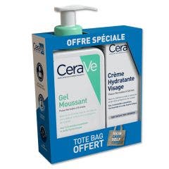 Lot Gel Moussant 236ml Crème Hydratante Visage 52ml + Tote bag offert Cerave