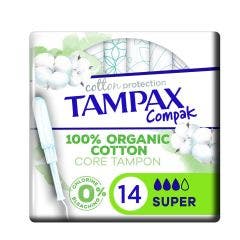 Tampons Compack Cotton Protection Super x14 Coton bio Tampax