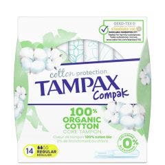 Tampons Compack Cotton protection flux Regulier x14 Coton bio Tampax