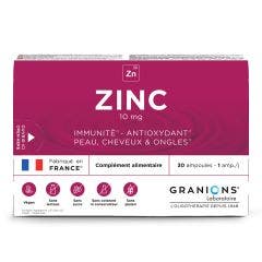 Zinc 10 mg​ 30 Ampoules Peau, Cheveux, Immunité Granions