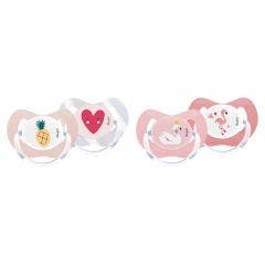 Sucettes Physiologiques Silicone Girly x2 6 Mois et Plus Dodie