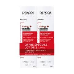 Shampooing Energy+ 2x200ml Dercos stimulant anti-chute à l'Aminexil Vichy