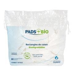 Rectangles de Coton x60 Pads Bio Biodégradables Gilbert