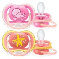 Sucette Orthodontique Baleine/Etoile x2 Ultra-Air 6 à 18 Mois Avent
