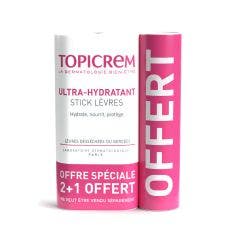 Stick lèvres Ultra-Hydratant 2+1 Offert Desséchées ou Gercées Topicrem
