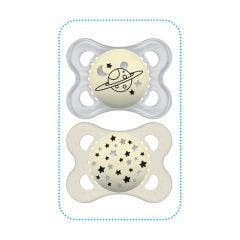 Sucette Symétrique Silicone Nuit x2 2-6 Mois Mam