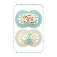 Sucettes Symétriques Phosphorescentes Silicone x2 6 mois et Plus Mam