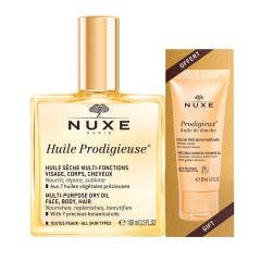 Huile Sèche Multi-fonctions 100ml + Huile de douche 30ml Huile Prodigieuse Visage Corps Et Cheveux Nuxe
