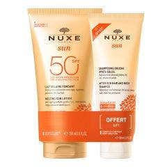 Lait fondant SPF50 150ml + Shampoing douche après soleil 100ml Sun Nuxe
