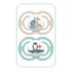 Sucettes Symétriques Silicone Animaux Perfect x2 6 Mois et Plus Mam ELEPHANT + CROCODILE