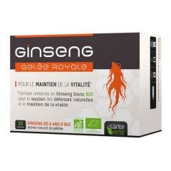 Gingseng Gelée Royale Bio 10 Ampoules Arôme Pêche Sante Verte
