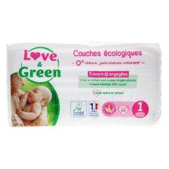 Couches jetables taille 1 (2-5kg) Love and green