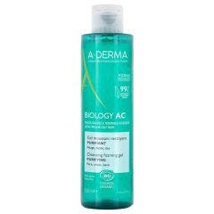 Gel Moussant Nettoyant Purifiant Bio 200ml Biology AC Peaux Grasses à Tendance Acnéique A-Derma