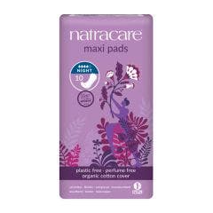 Serviettes Naturelles Sans Ailettes Maxi Nuit x10 Adapté aux Peaux Sensibles Natracare