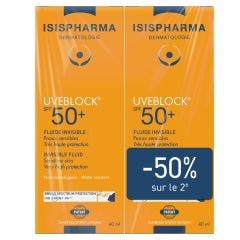 Fluide Invisible Spf50+ Peaux Sensibles 2x40ml Uveblock Isispharma