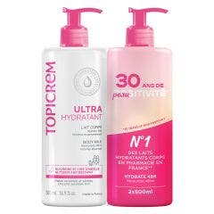 Lait Corps 2x500ml Ultra-Hydratant Peaux Sensibles Et Seches Topicrem