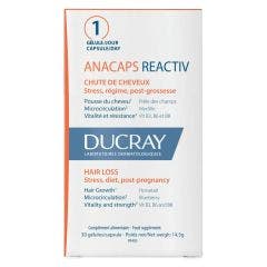 Chute De Cheveux Réactionnelle 30 Gélules Anacaps Reactiv Ducray