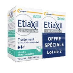 Roll-on Aisselles Traitement Transpiration Excessive 2x15ml Detranspirant Peaux Sensibles Etiaxil