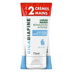 Creme Mains Reparation Intense 2x75ml Cicabiafine Sèches gercèes ou abîmées Biafine