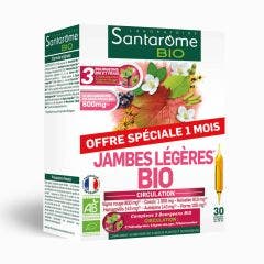 Jambes Légères Bio 30 ampoules Favorise la circulation Santarome