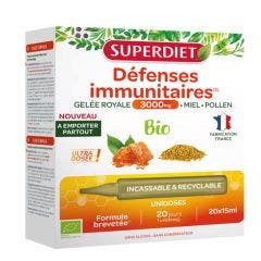 Gelée Royale 3000mg Bio 20 unidoses de 15ml Défenses immunitaires Superdiet
