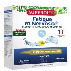 Magnésium Marin Vitamine B6 20 unidoses de 15ml Fatigue et nervosité Superdiet