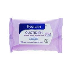 Lingettes douces a l'extrait de lotus 10 lingettes Quotidien Hydralin