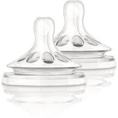 Tetines Silicone Debit Lent 1 Mois Et Plus Lot De 2 Natural Avent