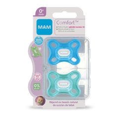 Sucettes Symétriques en Silicone avec boite de stérilisation Comfort x2 Durex 0+ mois Mam