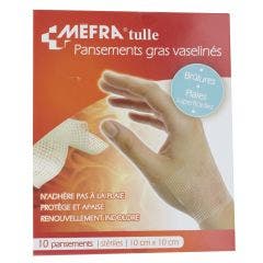 Mefra Pansements gras imprégnés de vaseline Stériles X10 10cmx10cm 3M
