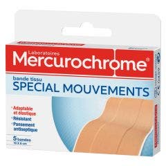 Bande De Tissu Special Mouvements 10x6 Cm 5 Bandes Mercurochrome