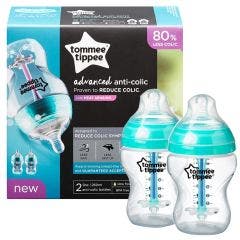 TOMMEE TIPPEE BIBERONS AAC ANTI COLIQUE AVANCE DEBIT LENT DES LA NAISSANCE 260ML X2