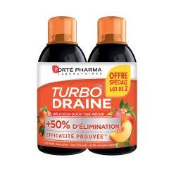 Draineur Minceur et Elimination Goût Thé-Pêche 2x500ml TurboDraine Forté Pharma
