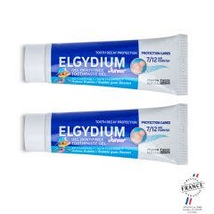 ELGYDIUM JUNIOR DENTIFRICE AU FLUORINOL GOUT BUBBLE 7-12 ANS 2X50ML