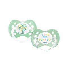 DODIE SUCETTES SYMETRIQUES EN SILICONE LOVE MY PLANET 0-6 MOIS X2