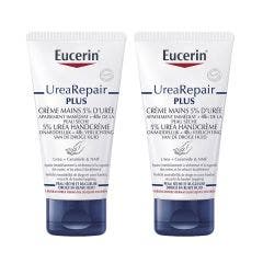 Creme Mains 5% D'uree 2x75ml UreaRepair Plus Peaux Seches Et Abimées Eucerin