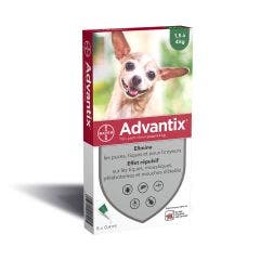 Pipettes Pour Tres Petit Chien de 1,5 à 4kg 6 pipettes de 0,4ml Advantix