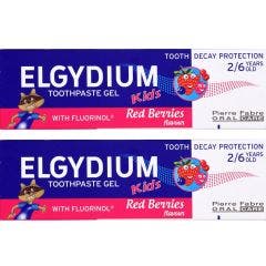 DENTIFRICE AU FLUORINOL KIDS GOUT GRENADINE 2X50ML 2 A 6 ANS ELGYDIUM