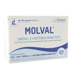 Molval 120 Capsules Omega 3 + Péptides bioactifs Dielen