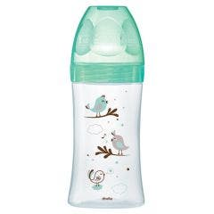 Biberon Anti Colique En Verre Debit 3 0 A 6 Mois Vert Oiseaux 270ml Dodie