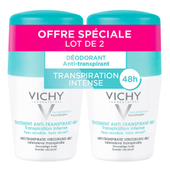 Anti-Transpirant Efficace 48h Transpiration Intense 2x50ml Déodorant Roll-on Peaux Sensibles Vichy